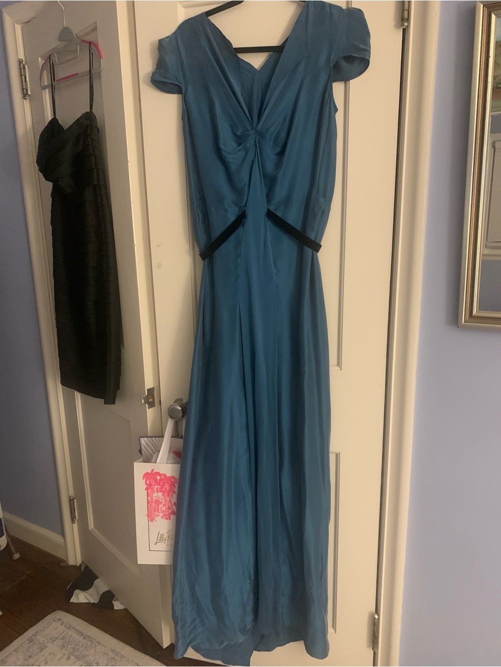Roland Mouret Teal Maxi Dress with Black Trim